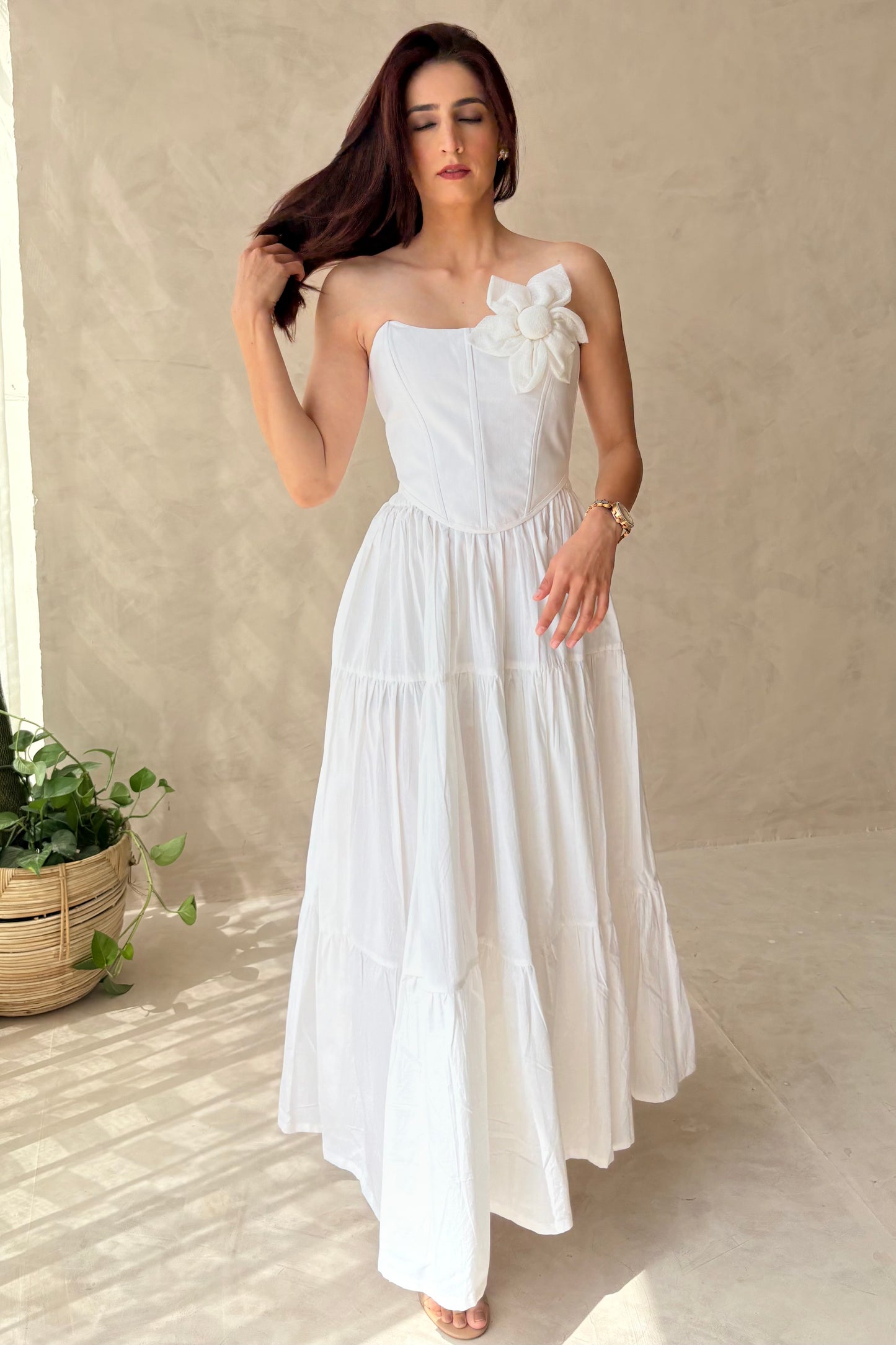 Cotton skirt & boned corset top