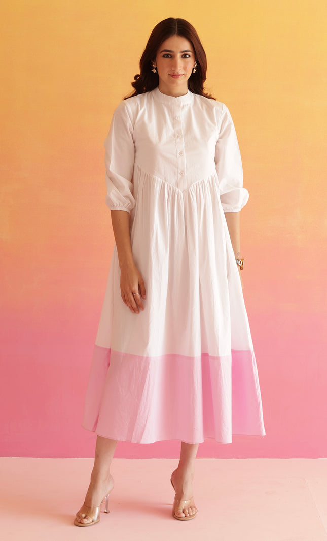White contrast midi dress