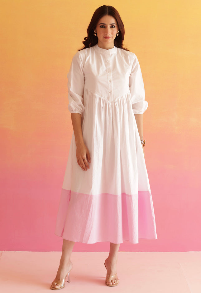 White contrast midi dress