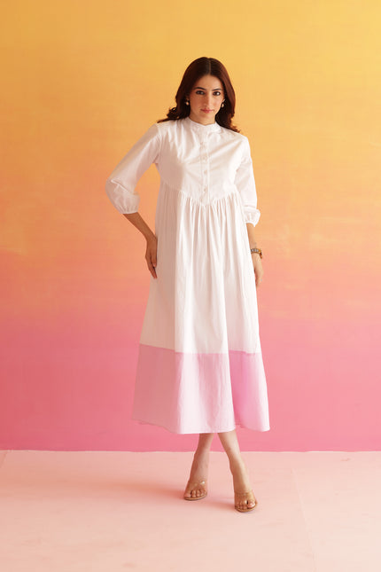 White contrast midi dress