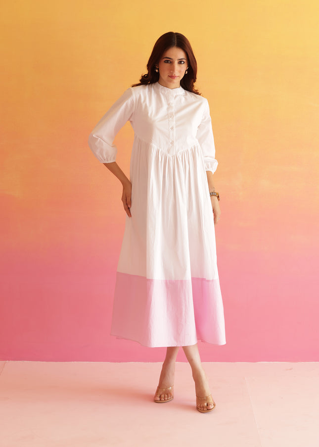 White contrast midi dress