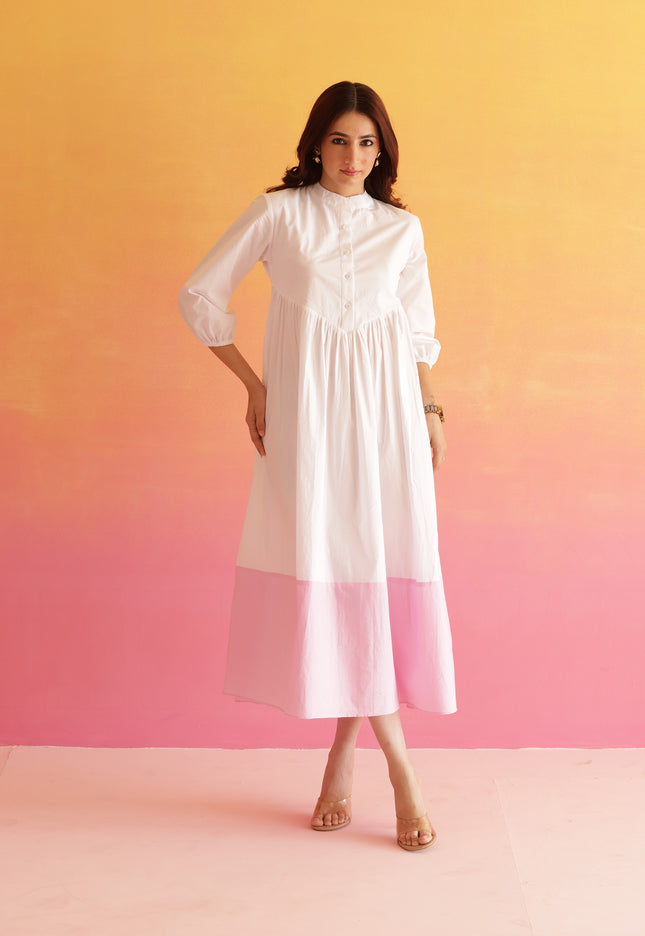 White contrast midi dress