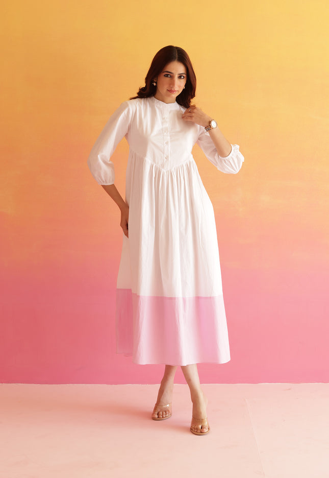 White contrast midi dress