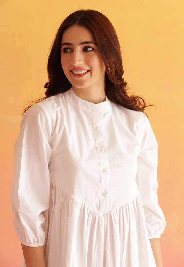 White contrast midi dress