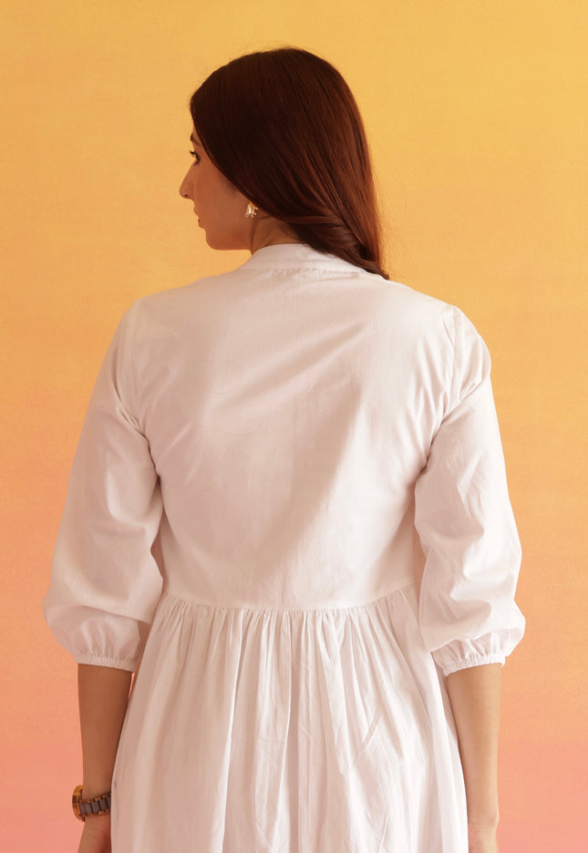 White contrast midi dress