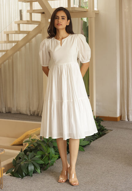 White midi dress