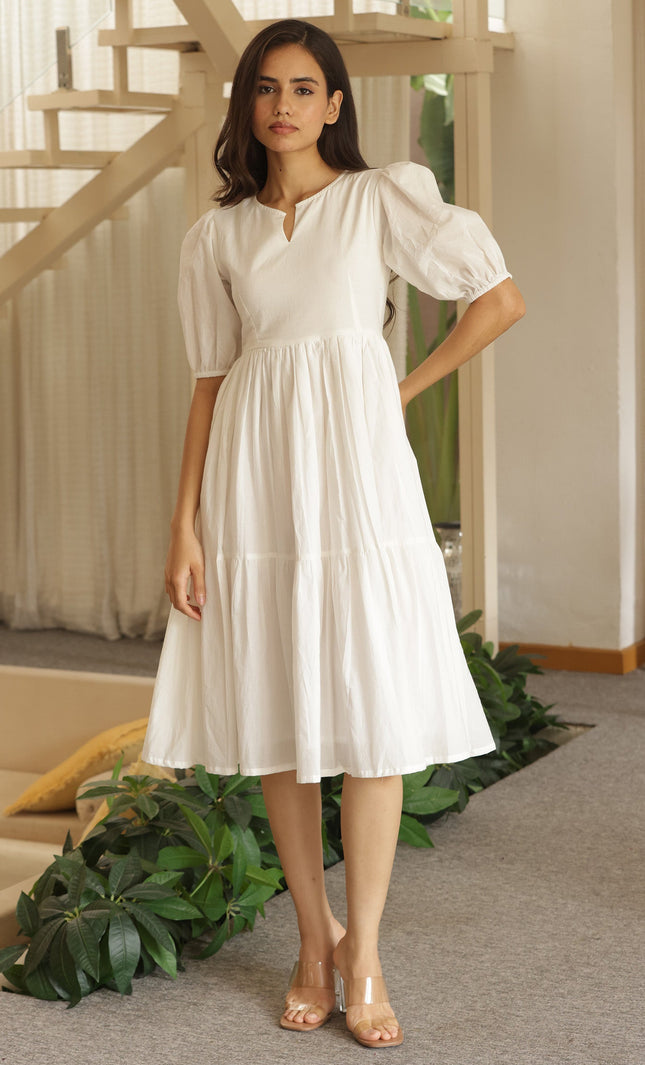 White midi dress