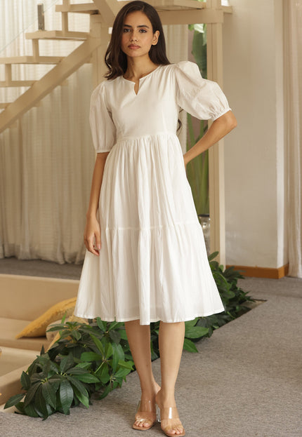 White midi dress