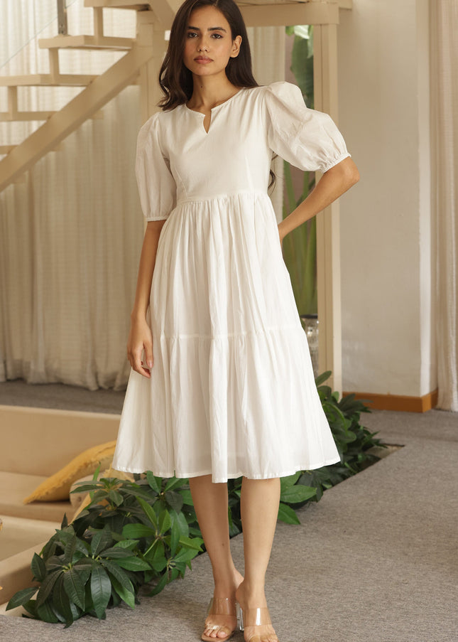 White midi dress