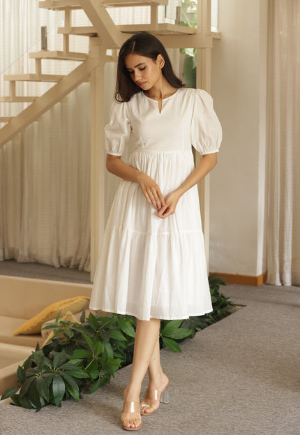 White midi dress