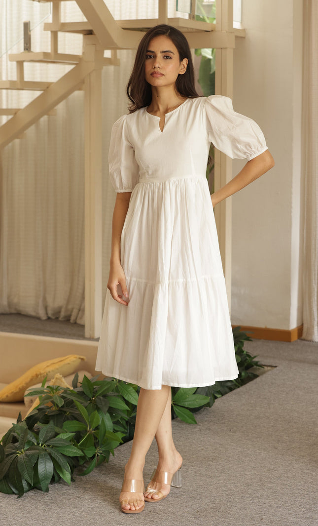 White midi dress