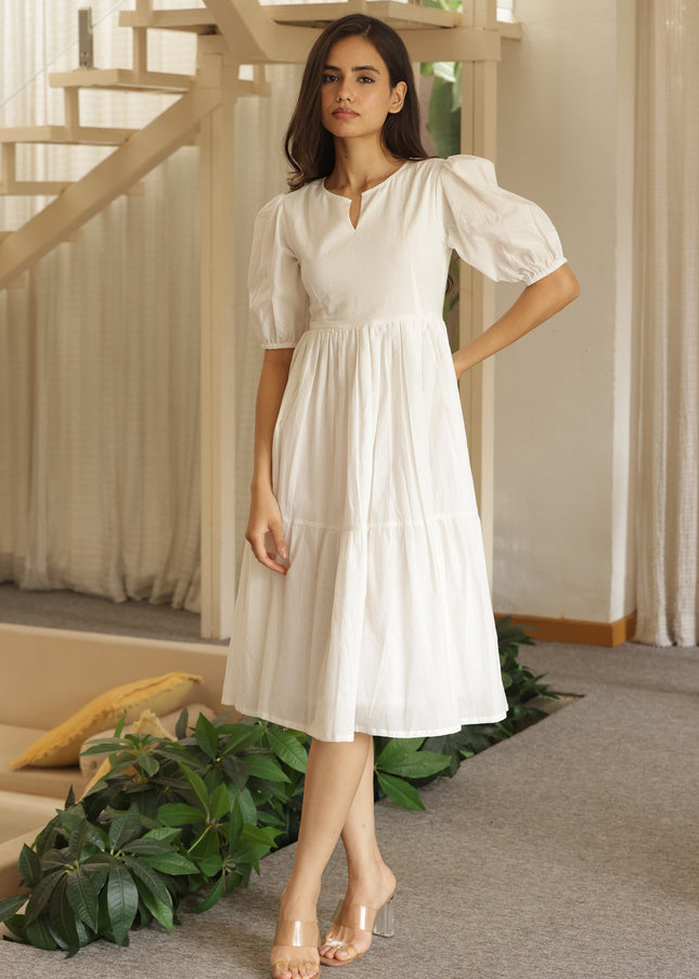 White midi dress