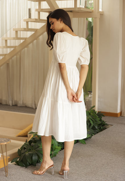 White midi dress