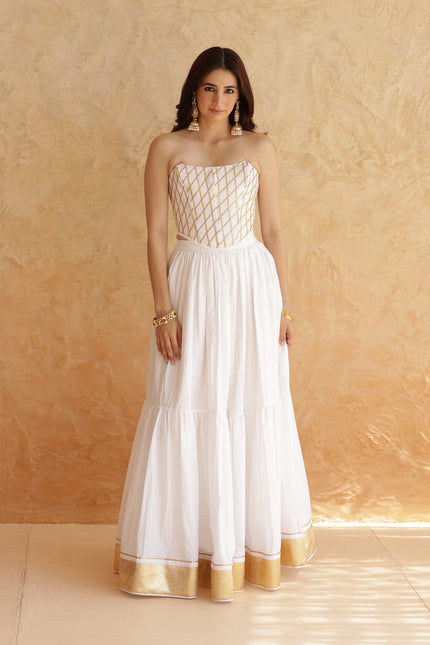 White lehenga + corset