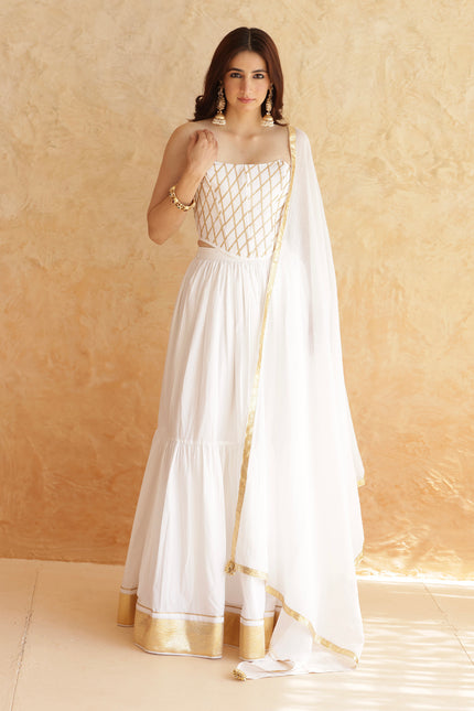White lehenga + corset