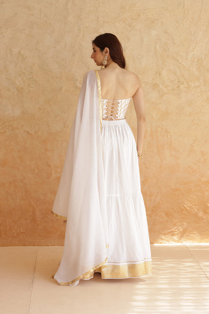 White lehenga + corset