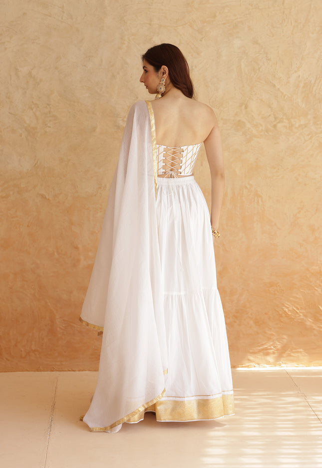 White lehenga + corset