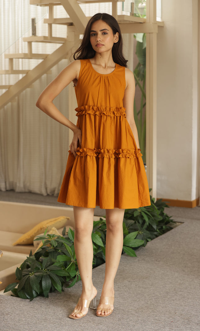 Mustard cotton dress