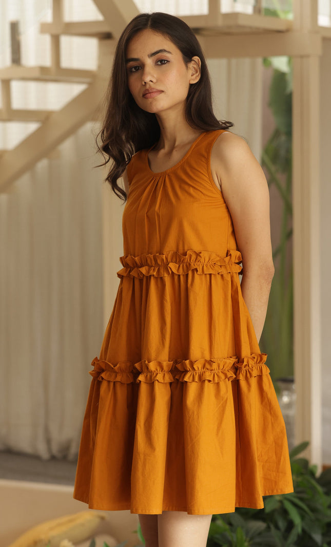 Mustard cotton dress
