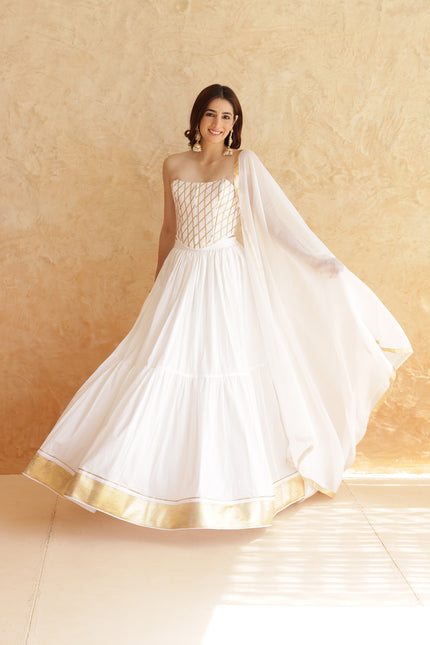 White lehenga + corset