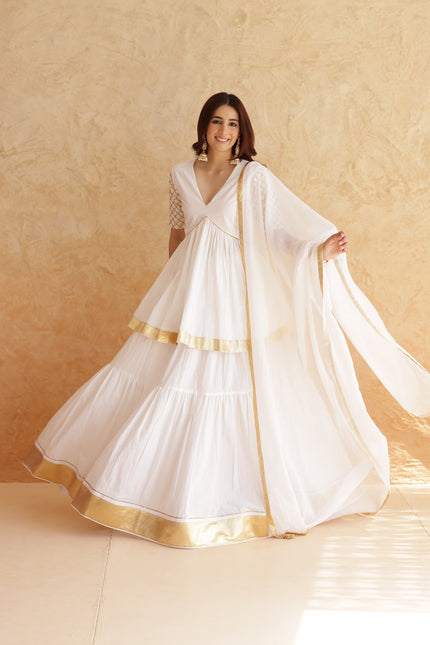 White lehenga + kurti set