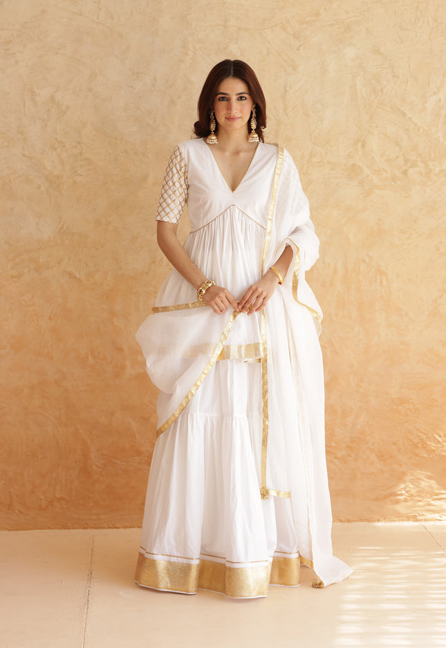 White lehenga + kurti set