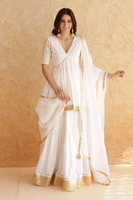 White lehenga + kurti set