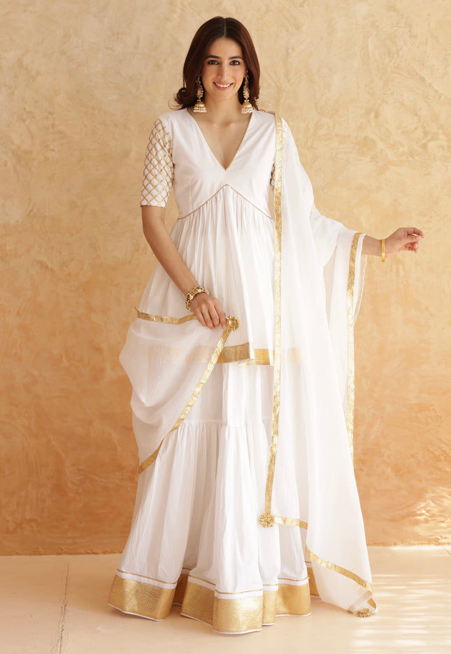 White lehenga + kurti set