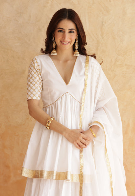 White lehenga + kurti set