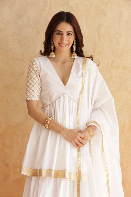 White lehenga + kurti set
