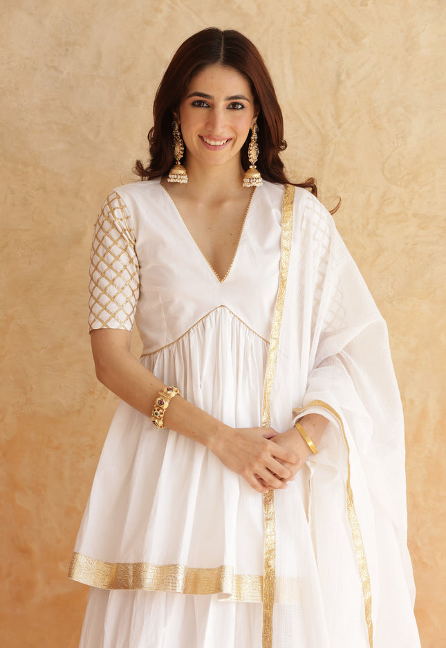 White lehenga + kurti set