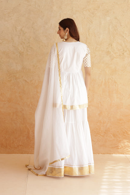 White lehenga + kurti set