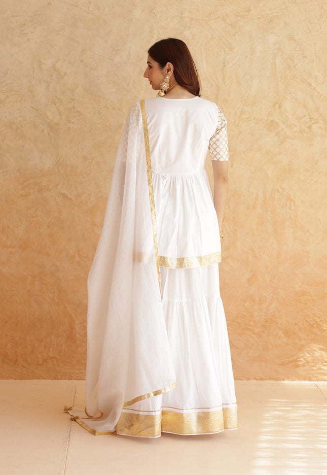 White lehenga + kurti set