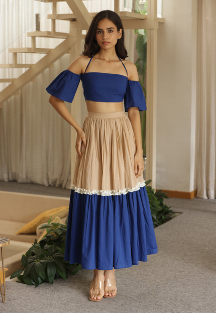 Royal blue top + skirt