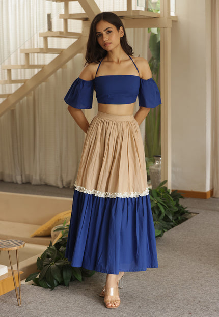 Royal blue top + skirt