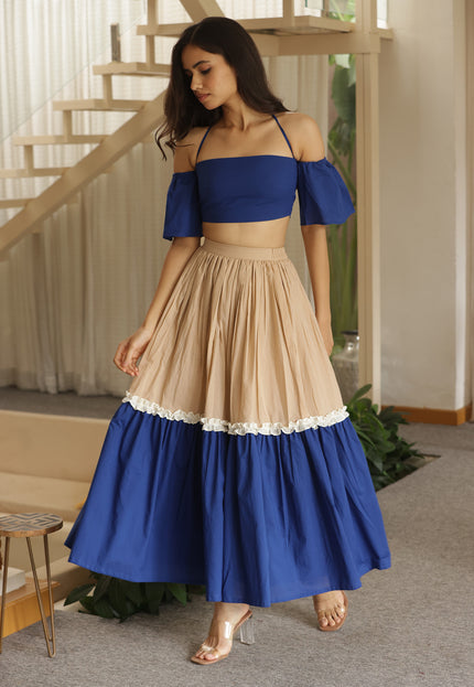 Royal blue top + skirt