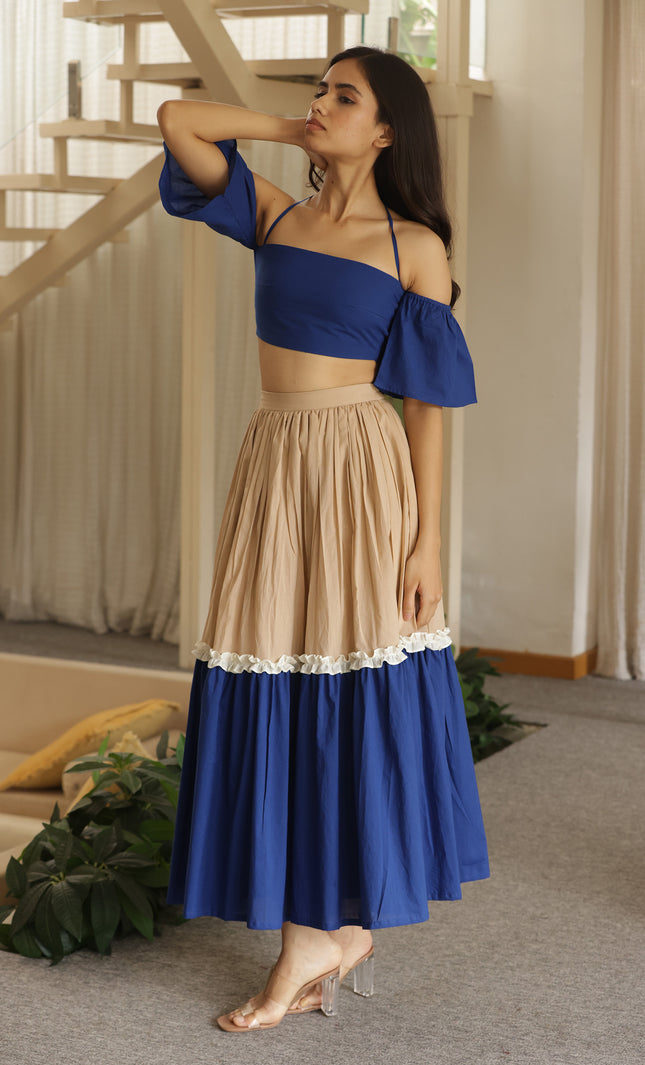 Royal blue top + skirt