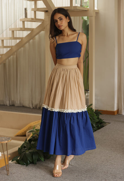 Royal blue top + skirt