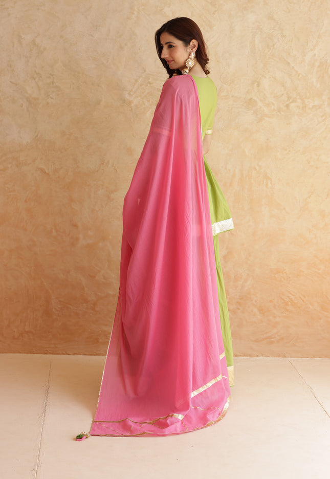 Green lehenga + kurti set