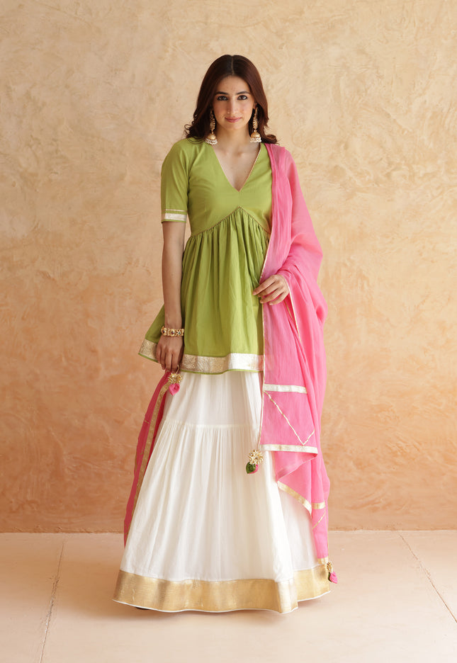 Off white lehenga + kurti set