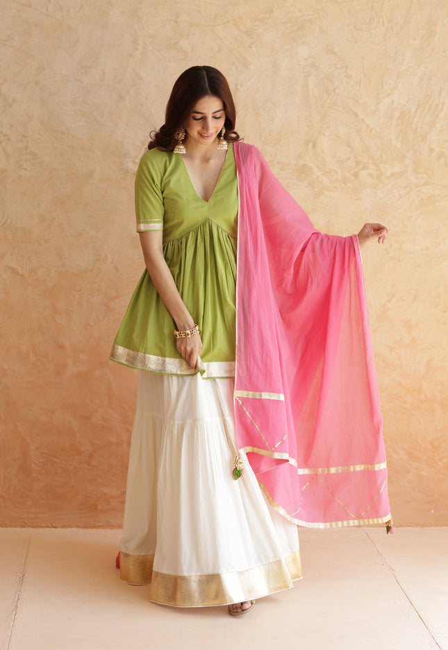 Off white lehenga + kurti set