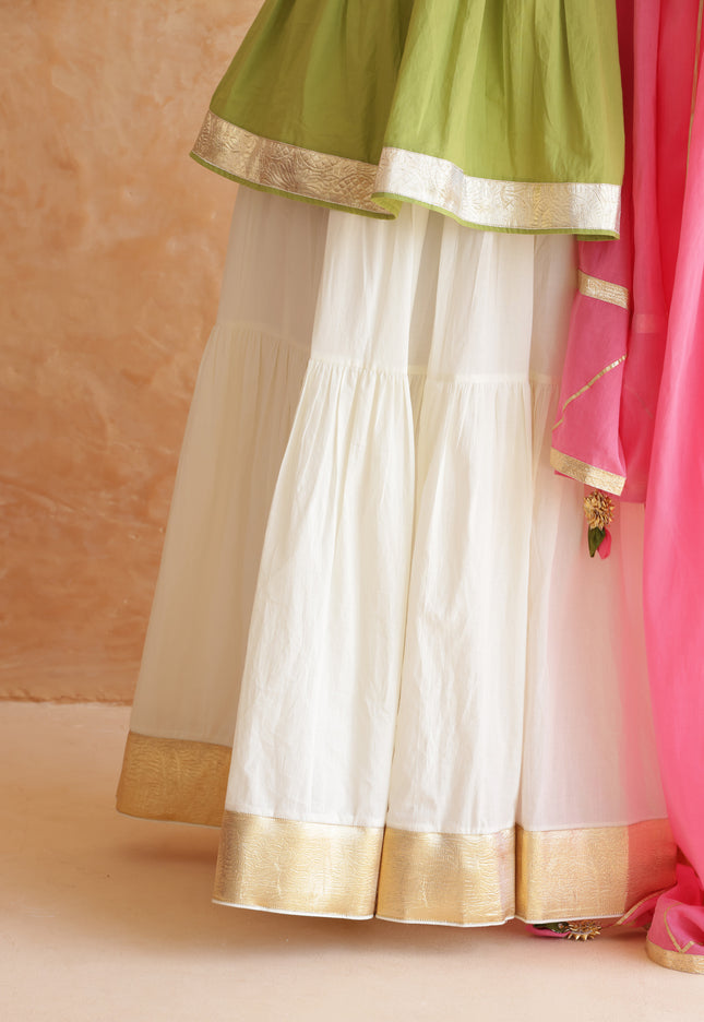 Off white lehenga + kurti set