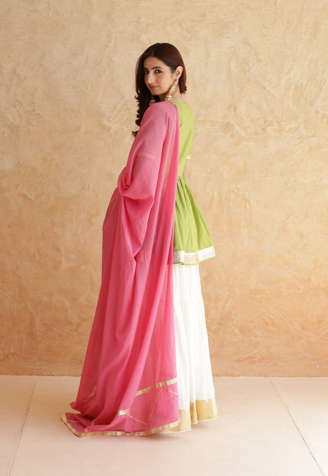 Off white lehenga + kurti set