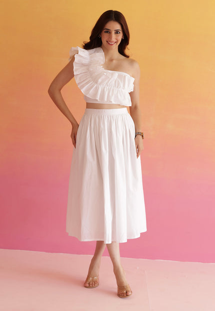 White frilled top