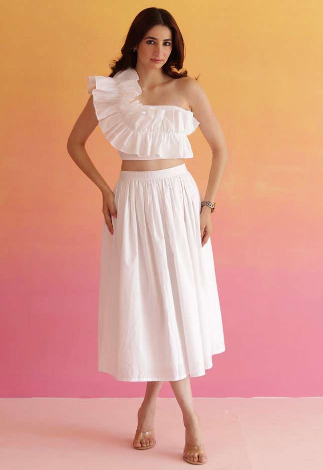 White frilled top