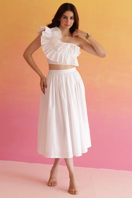 White frilled top