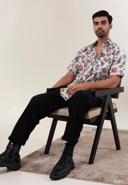 Regular fit printed cotton shirt