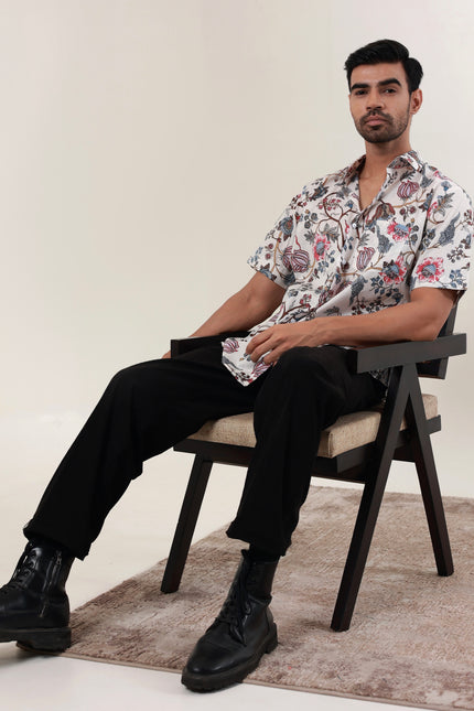 Regular fit printed cotton shirt