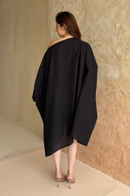 Black cotton kaftan dress
