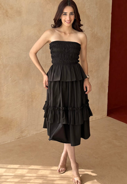 Black smocked co-ord